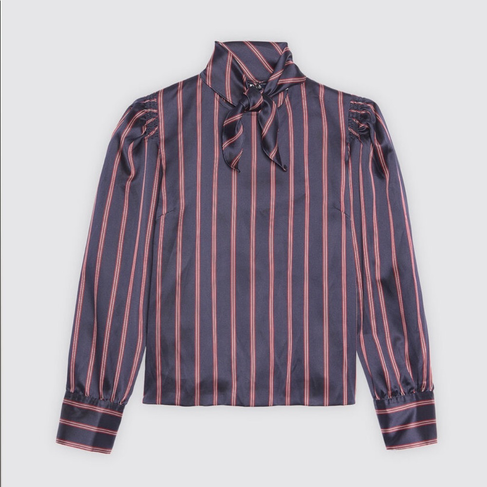 Sandro striped shirt with bow at the neck